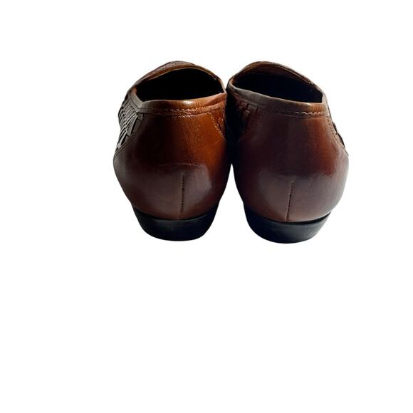 Vintage G.H. Bass Tailored Luxury Line 7 Brown Woven Leather Loafers Hand Sewn - Picture 5 of 14